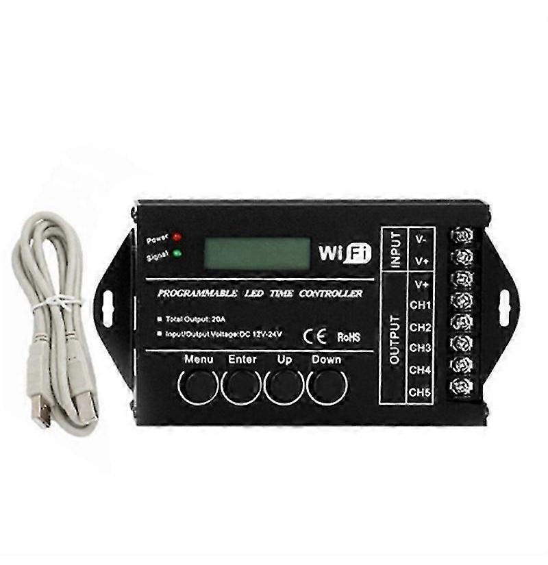 DC 12V 24V WiFi RGB Time Programmable LED Controller TC421 5 Channels 20A Common Anode Programmable
