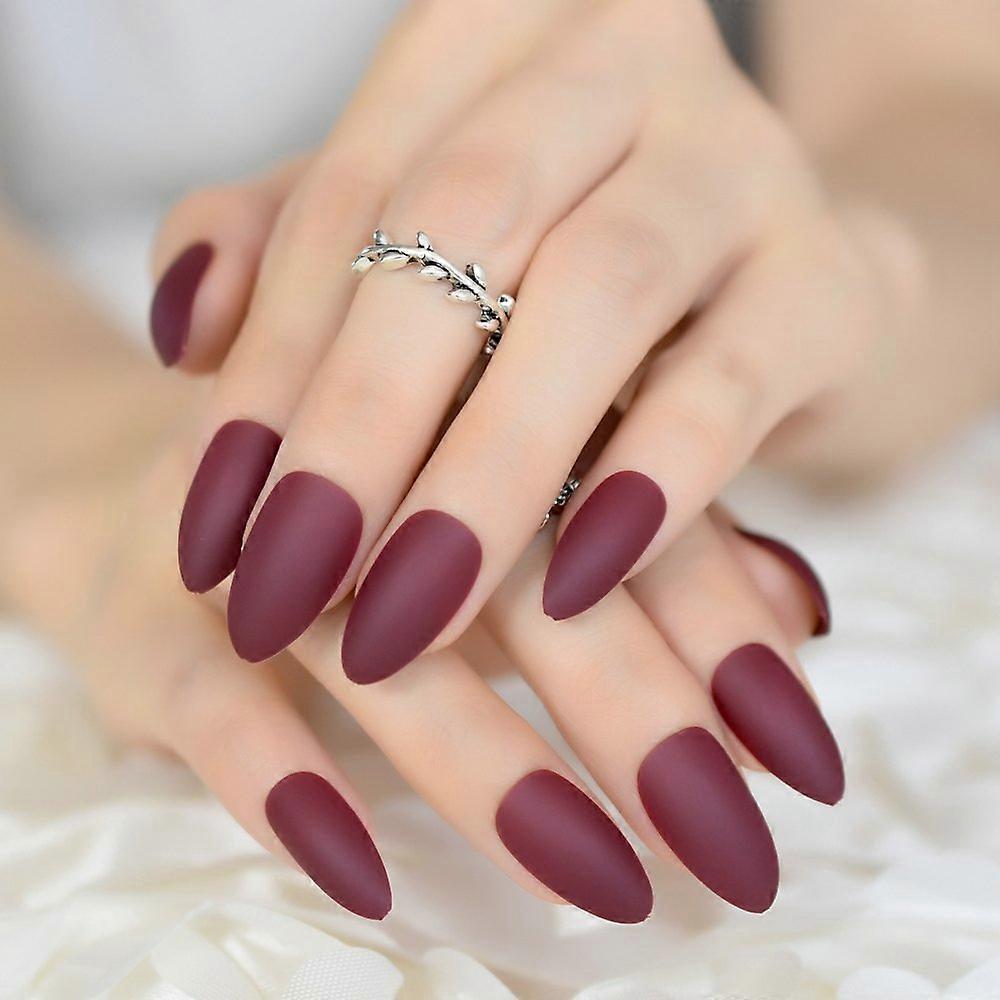 Matte Stiletto False Nails Set 24pcs Reusable Press On Nails with Elegant Full Cover Design