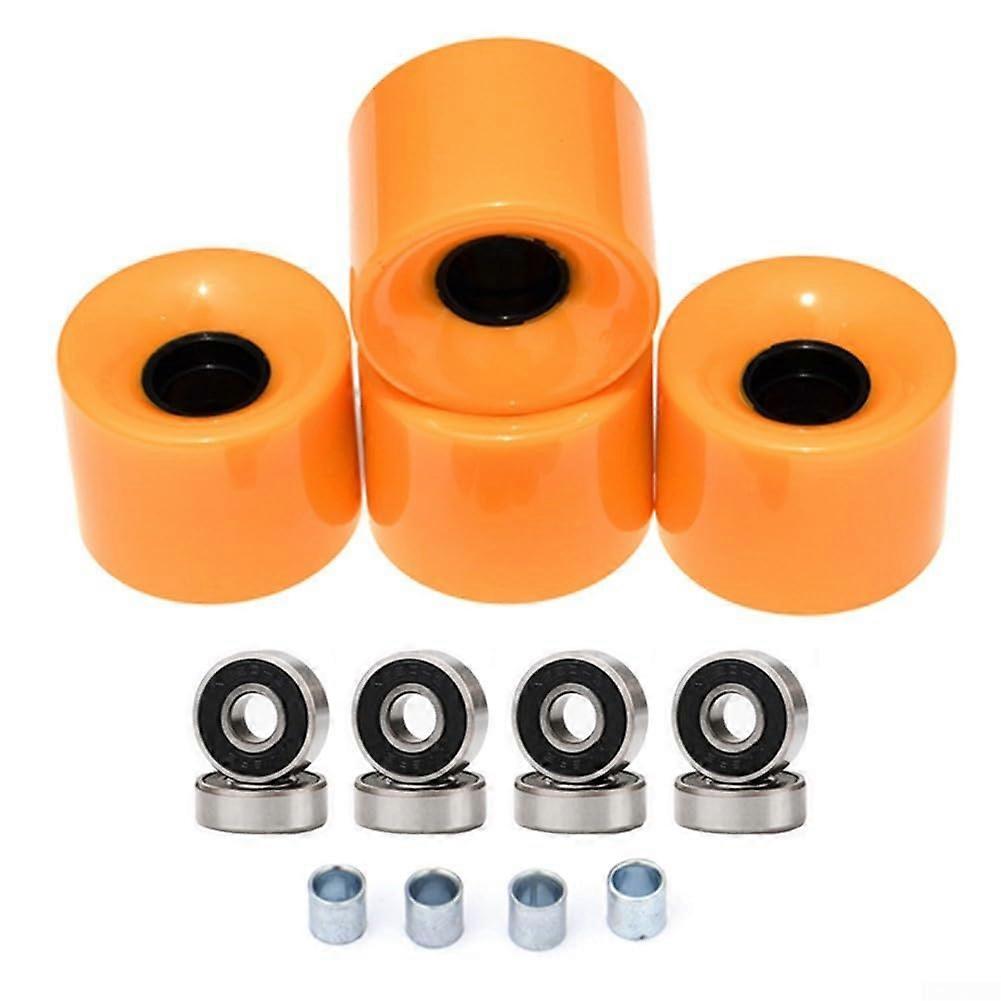 60mm Longboard Wheels with ABEC9 Bearings for Smooth Riding, 4Pcs Durable Orange Set