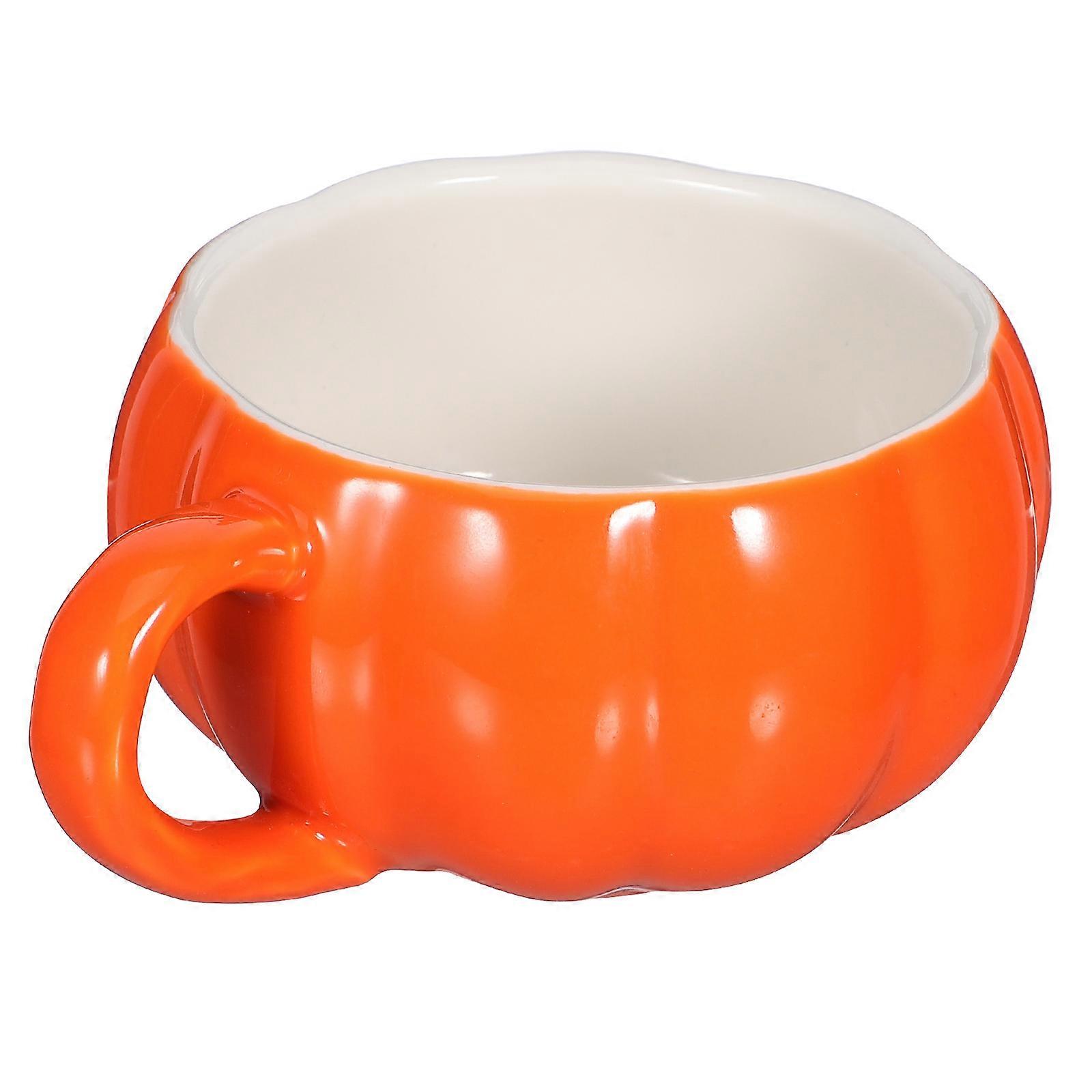 Ceramic Pumpkin Shape Milk Cup Suitable for Office Use Microwavable 1Set