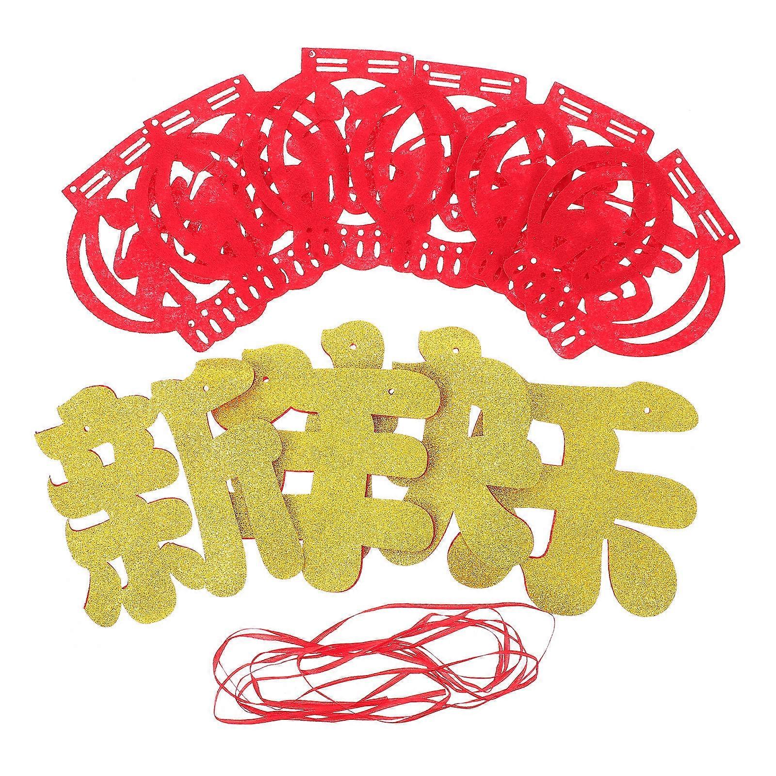 Multi Color New Year Decorative Flag Hanging for 4Sets Party Props