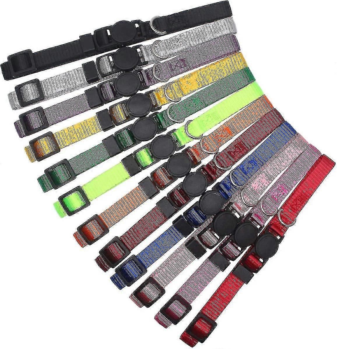 14 Pcs Soft Nylon Adjustable Breakaway Puppy Collars for Identification with Record