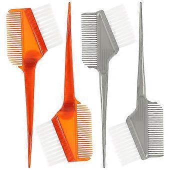 4pcs Hairdressing Hair Coloring Brush Tool Professional Barber Shop Hair Tools Brushes for Dye Hair(2pcs Siliver, 2pcs Brown)