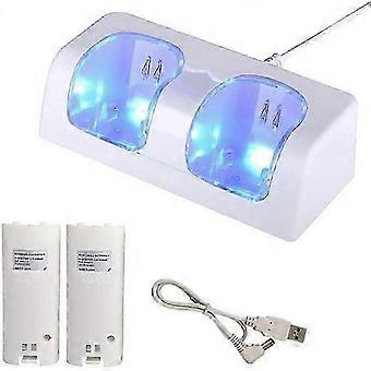 Universal Dobbelt Opladningsstation til Nintendo Wii med 2 X 2800mAh genopladelige batterier