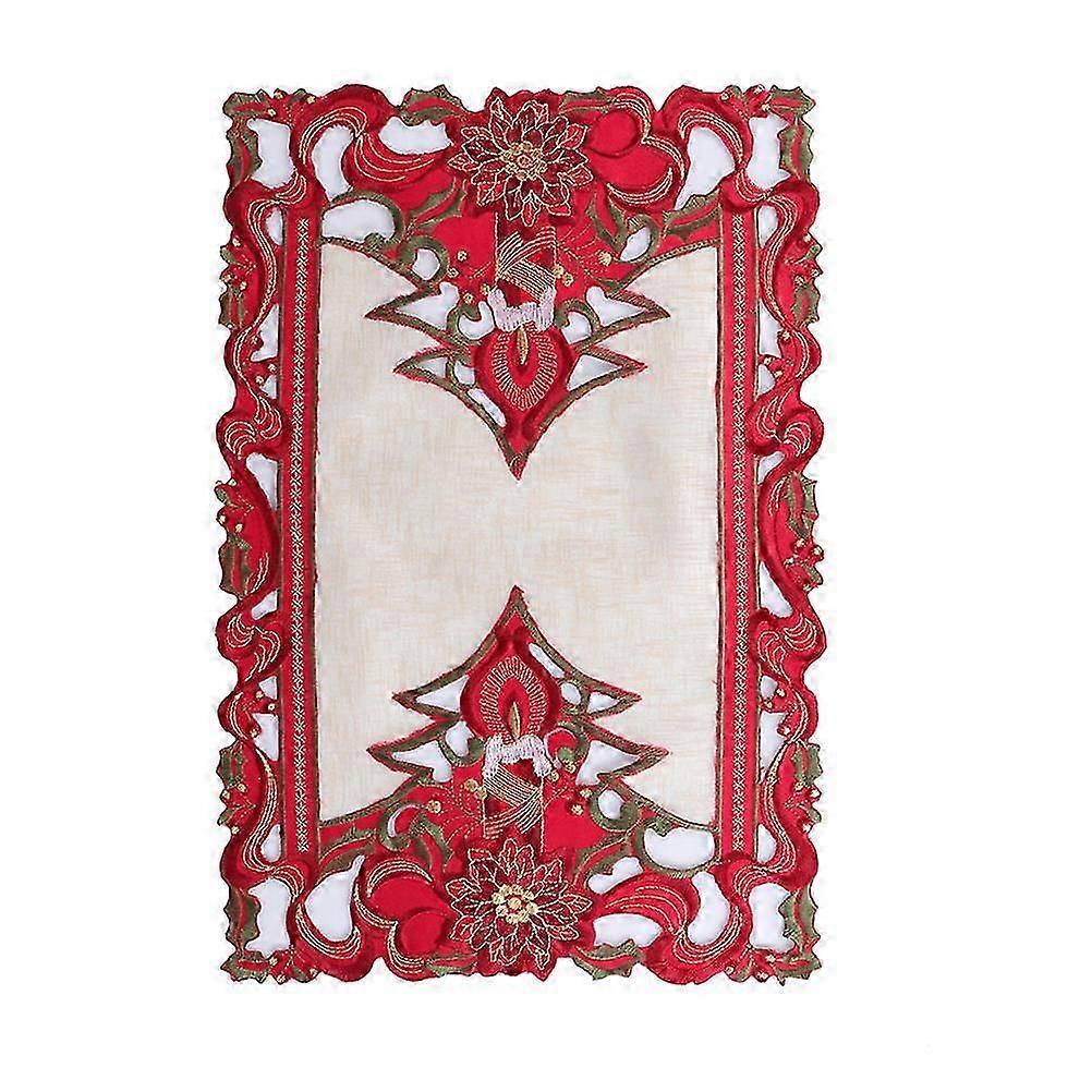 Embroidered Tablecloth Christmas Table Covers for Party Use 2Pcs Multi-Function Placemats