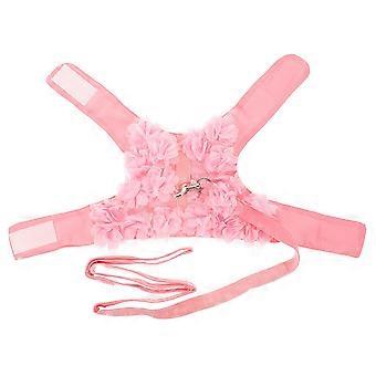 Dog Traction Rope Flower Chest Strap for Comfortable Walk 1Pcs Pink