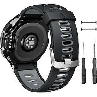 Silikon-Uhrenarmband, Ersatzarmband, kompatibel mit Forerunner 230/220/235/620/630/735XT/Approach S20/S5/S6 – Schwarz/Grau