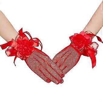 Short Fingered Wedding Gloves Comfortable to Wear Elegant Appearance for Women Special Occasions Red Free Size 1 Pair