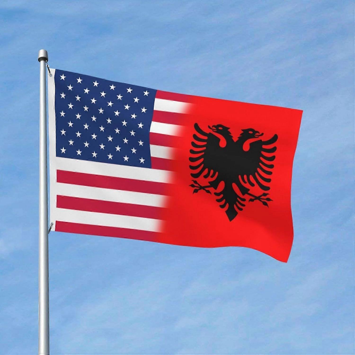Drapeau de l'Albanie et drapeau américain YF0441
