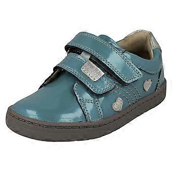 Girls Startrite Heart Detailed Padded Collar Shoes Fantasy - Duck Egg Blue Glitter Patent Leather - UK Size 12.5G - EU Size 31 - US Size 13.5