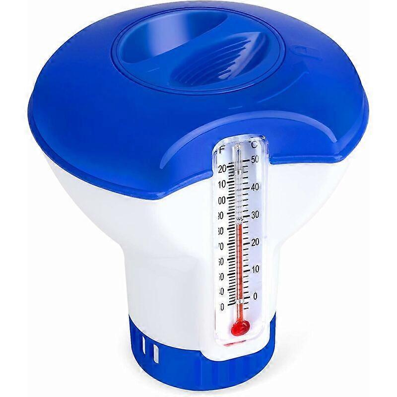 Floating Pool Chlorine Dispenser with Thermometer, Adjustable Outlet for Pools and Spas
