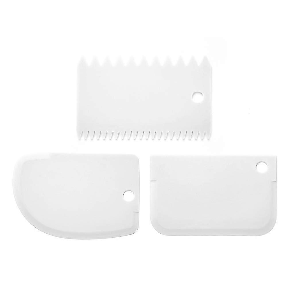 3pcs Set Baking Scraper Bread Slicer Cake Scraper Cake Baking Accessories Semicircle White Baking Tools