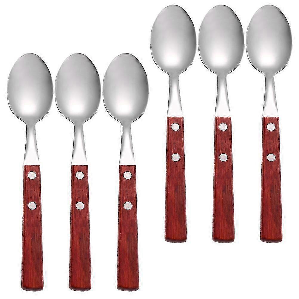 Dessert Spoons Stainless Spoons for Serving 6Pcs Red Kitchen Set