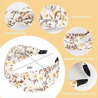 Headbands for Women, Wide Knotted Headbands, Fashion Flroal Pattern Headbands Chiffon Satin Boho Headbands, Hair Accessories for Women and Girls, Non 