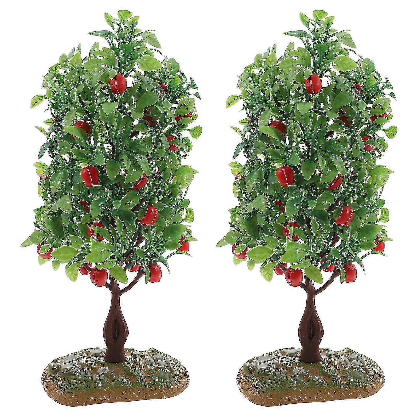 2Pcs Simulation Fruit Tree Decoration Tree Landscaping Ornament Sand Table Decor
