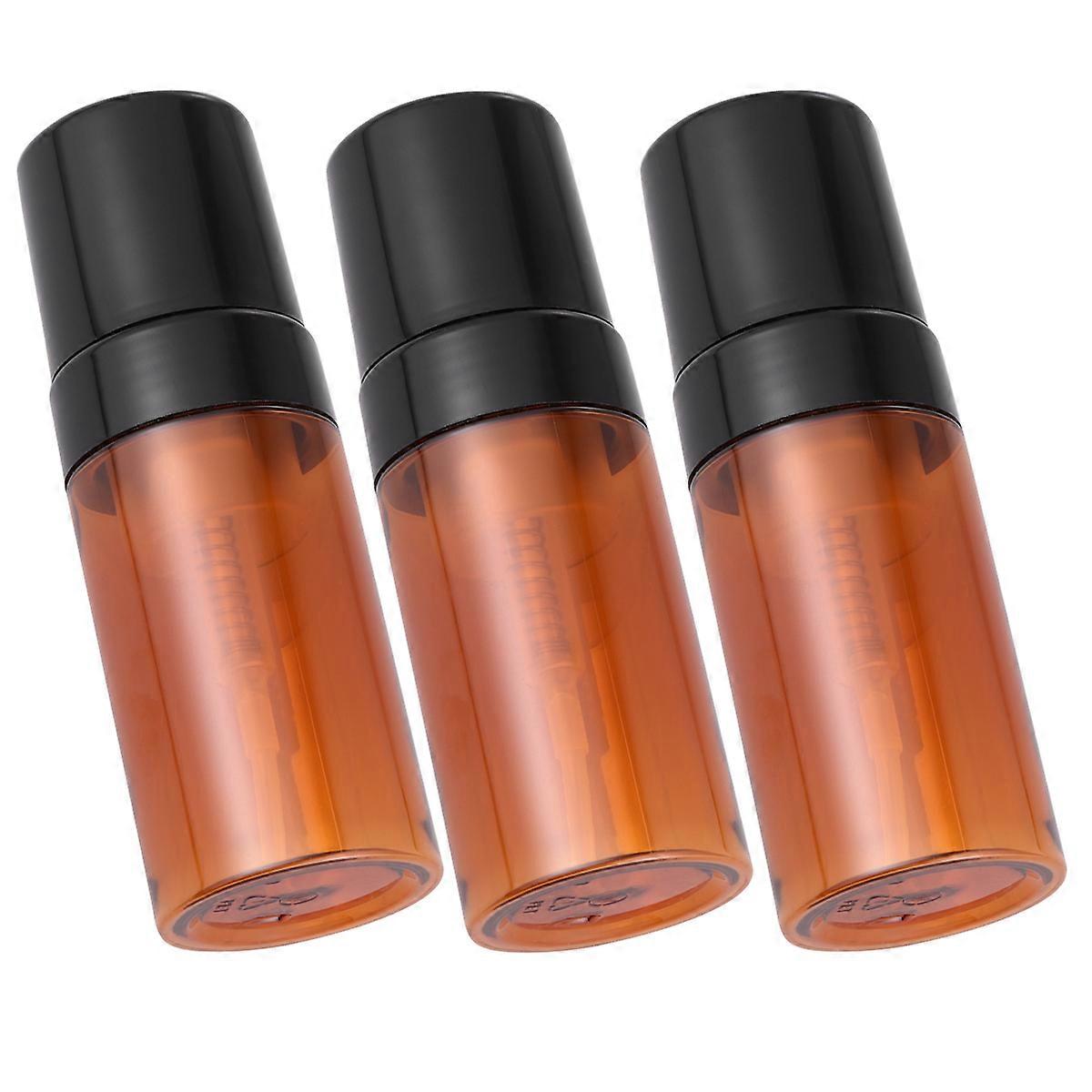 3pcs 100ml Plastic Bottles Portable Refillable Pump Dispenser Empty Containers (Brown)