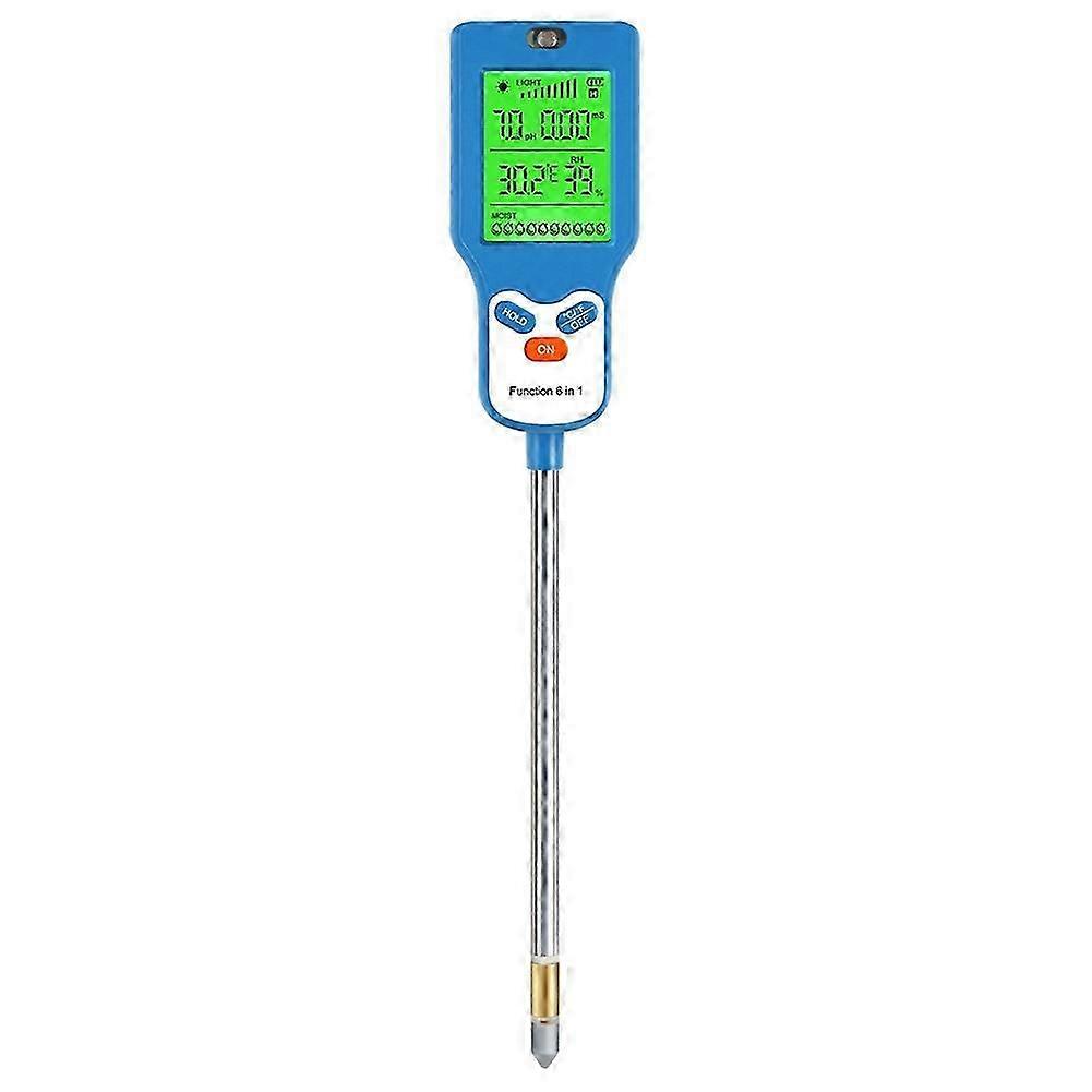 6-in-1 Soil Tester Multi-Function Digital Soil PH Meter Large Screen Digital Display Test Value PH M