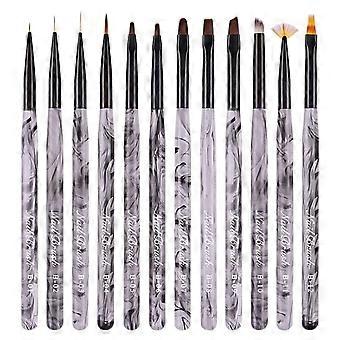 Nail Art Brush Set of 12 with Holder, Durable Acrylic Brushes for Beginners, Ergonomic Grip Control