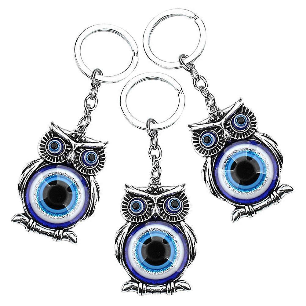 15Pcs Owl Keyring with Evil Eye Function for Backpack and Handbag Use