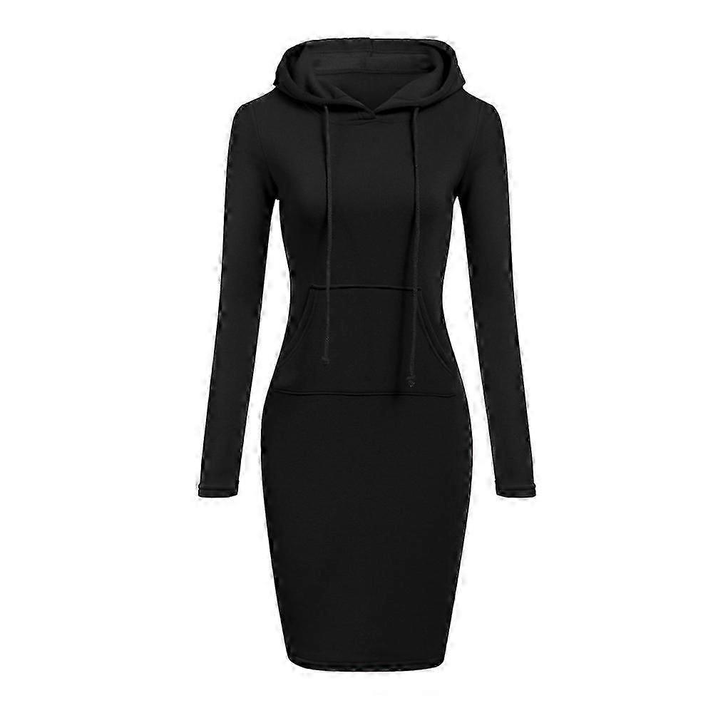 Damen Kapuzenkleid Pullover mit Tasche