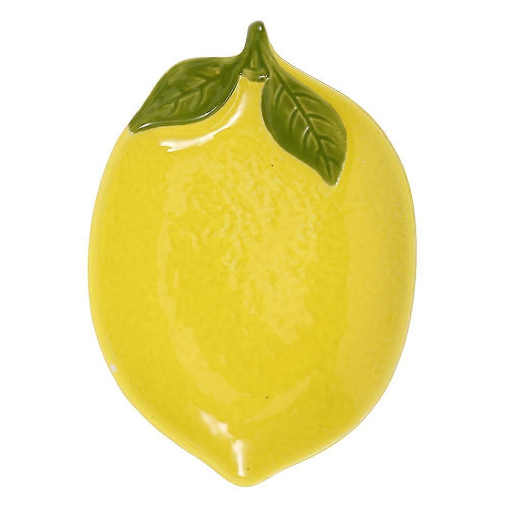 Yellow Ceramic Dessert Plate for Fruit Serving Fine Workmanship