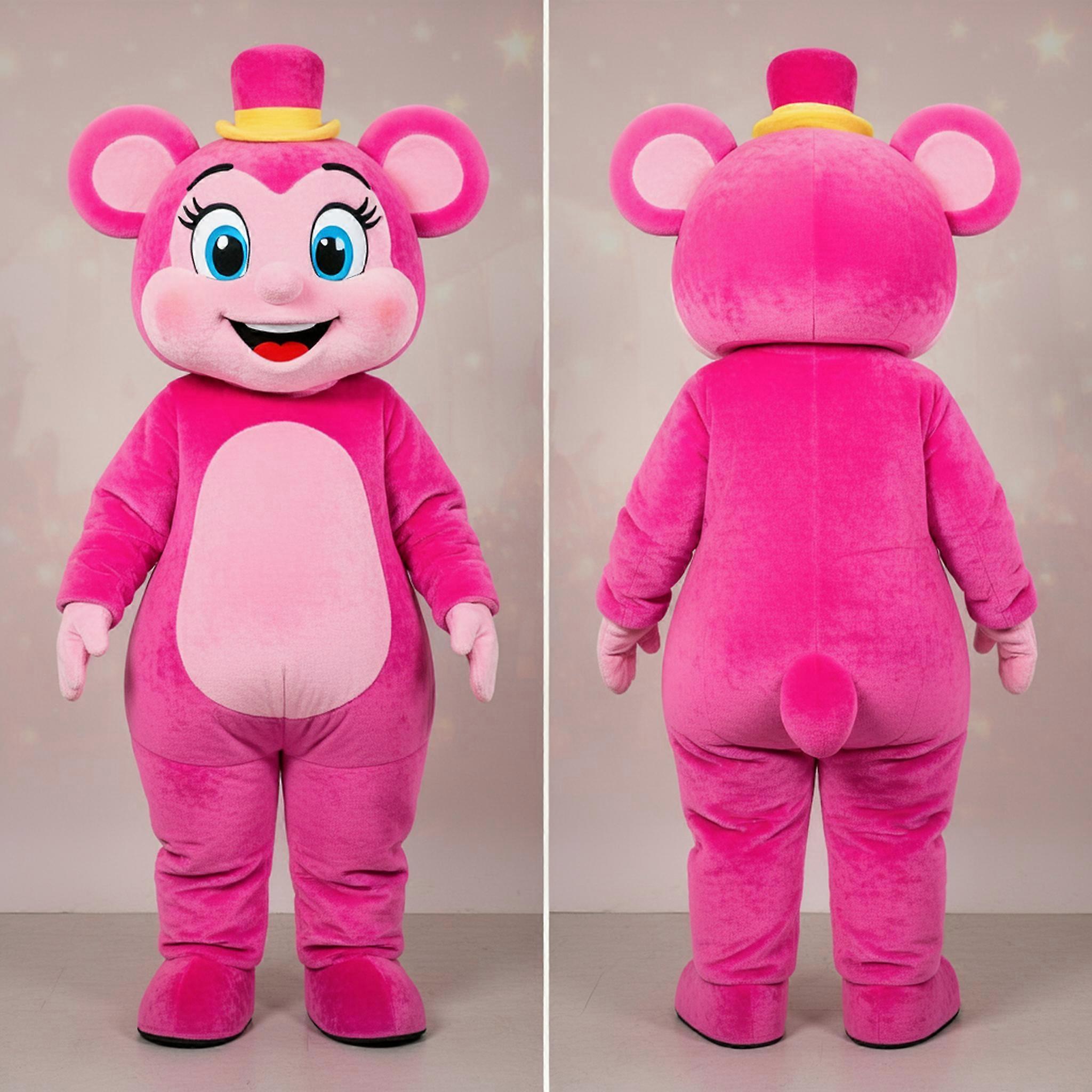 MASTICOT Velvet Pink Animated Fire Eater Mascot