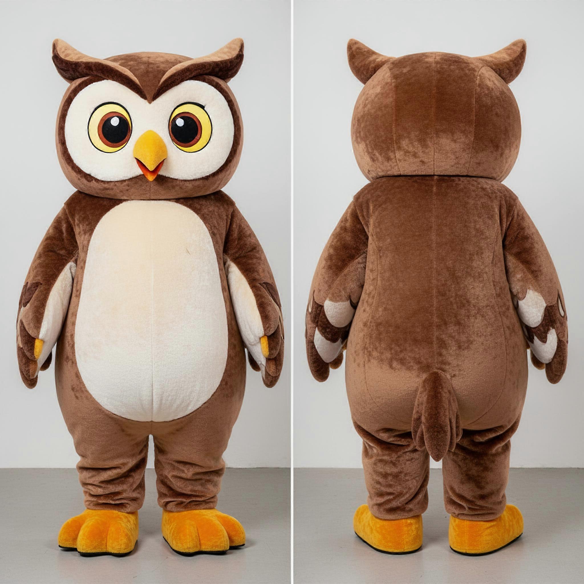 MASTICOT Hazel Brown Cartoon Owl Mascot