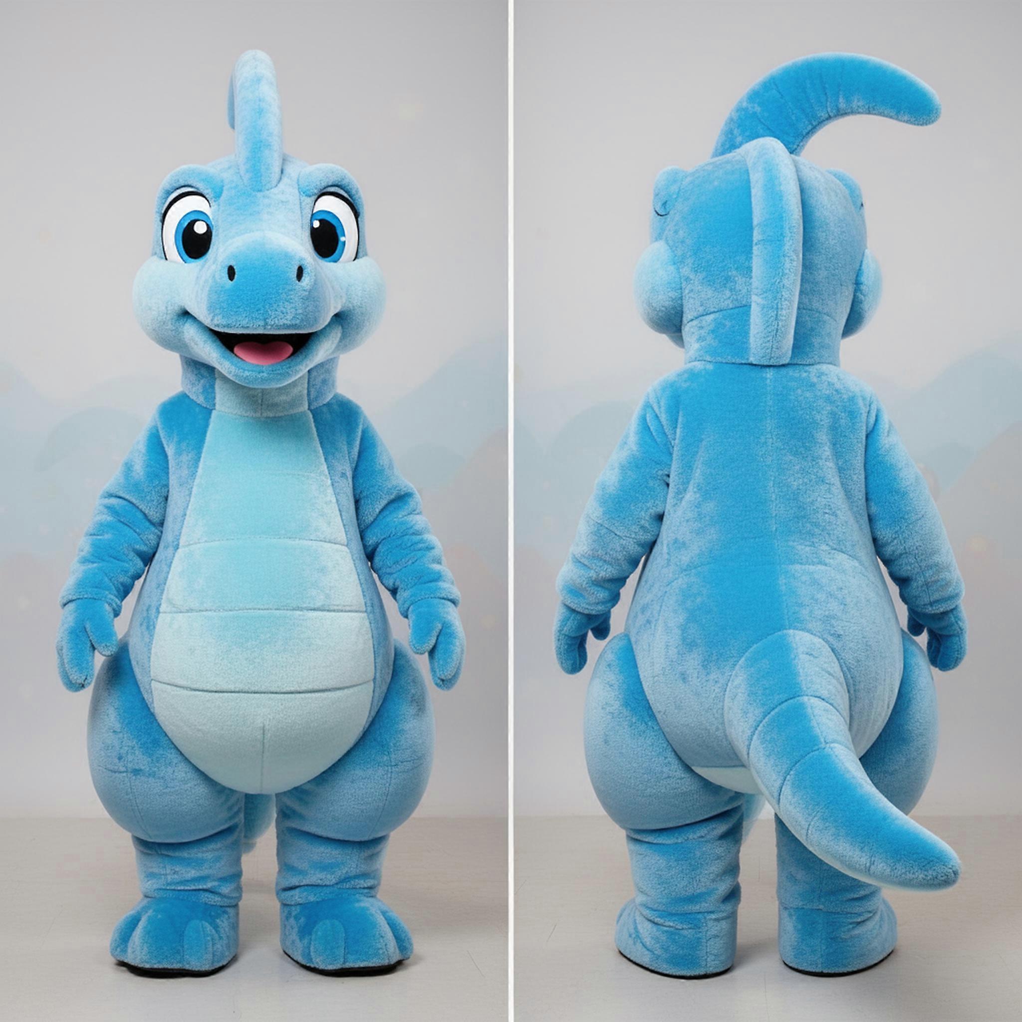 MASTICOT Sky Blue Fluffy Parasaurolophus Mascot