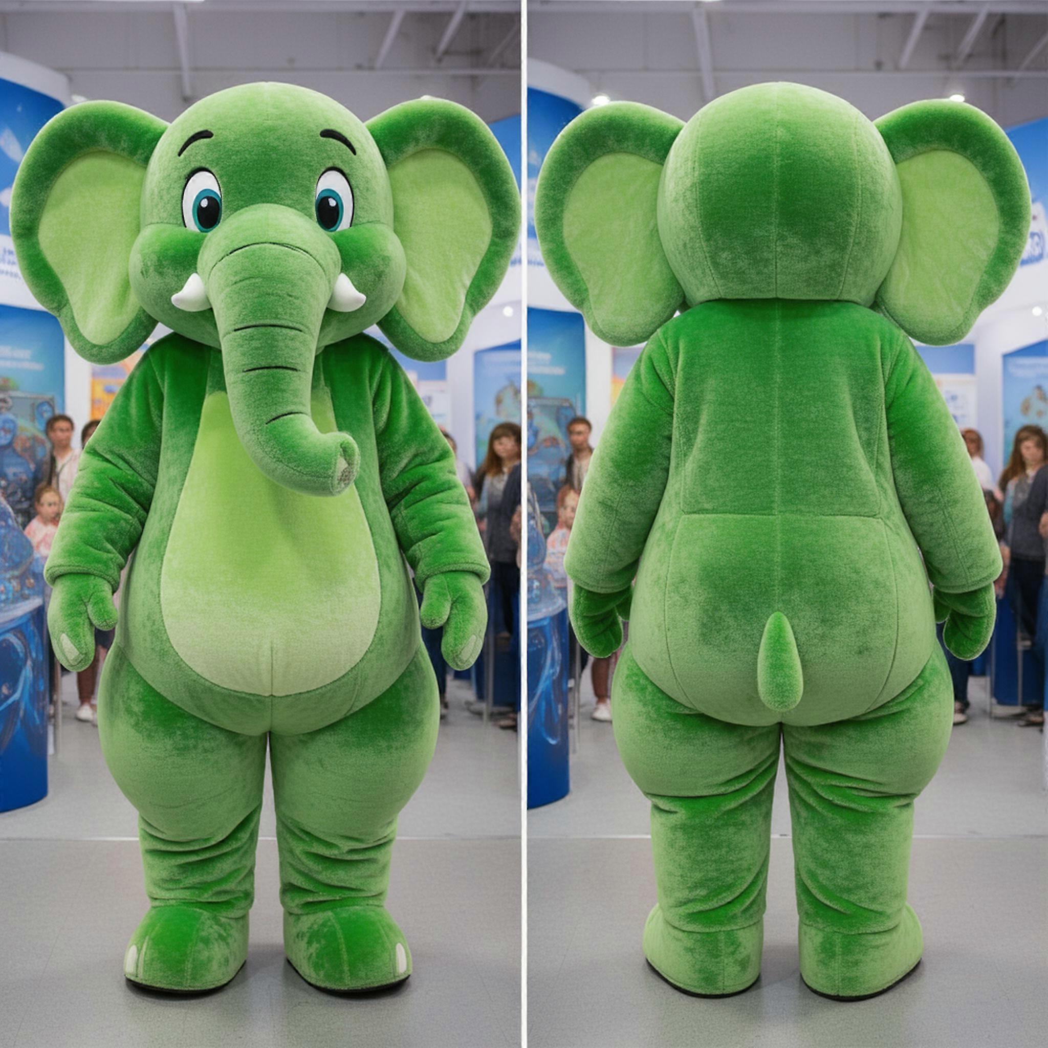 MASTICOT Emerald Green Broad Shouldered Elephant Mascot