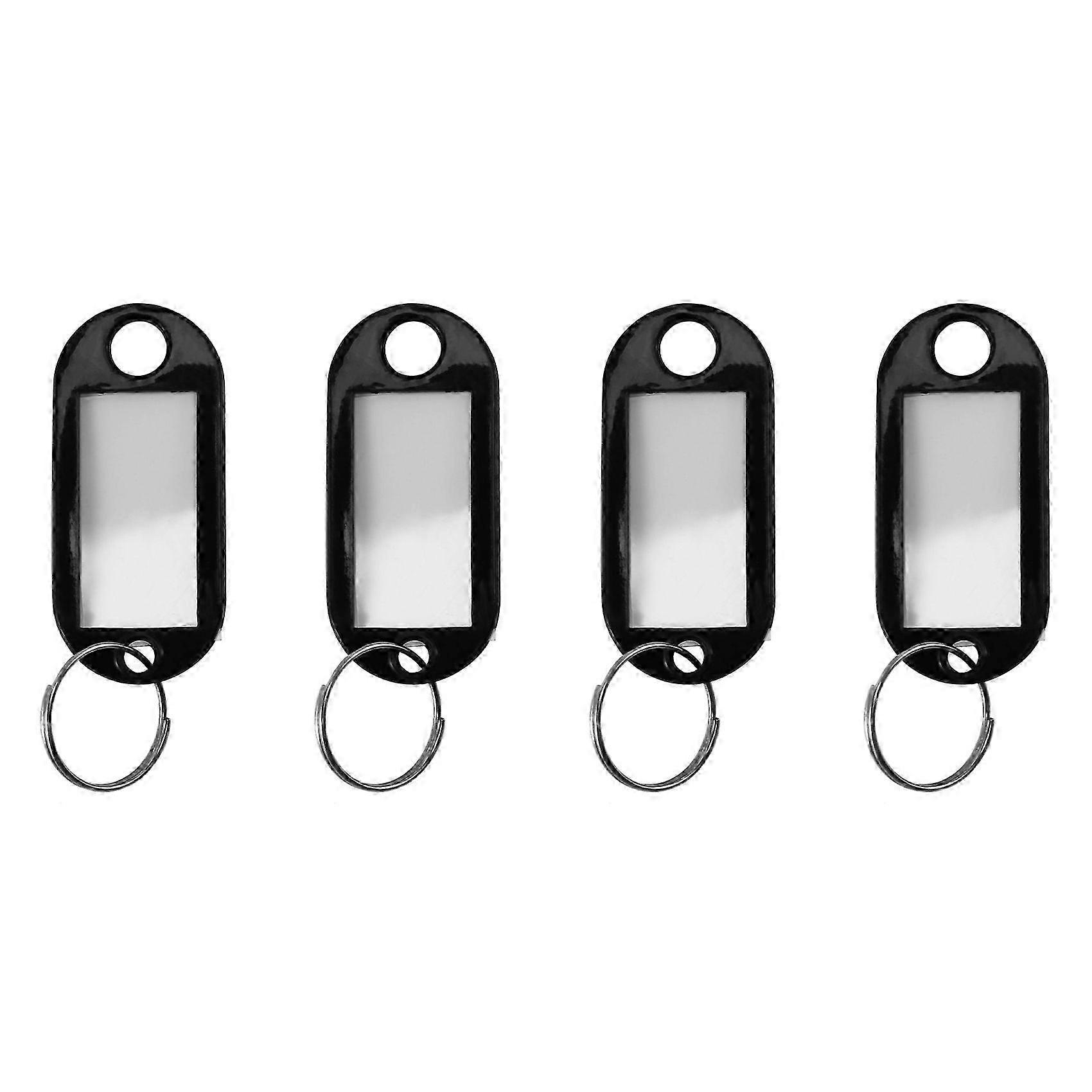 80 Pcs Assorted Key ID Label Tags Split Ring Keyring Keychain (Black)