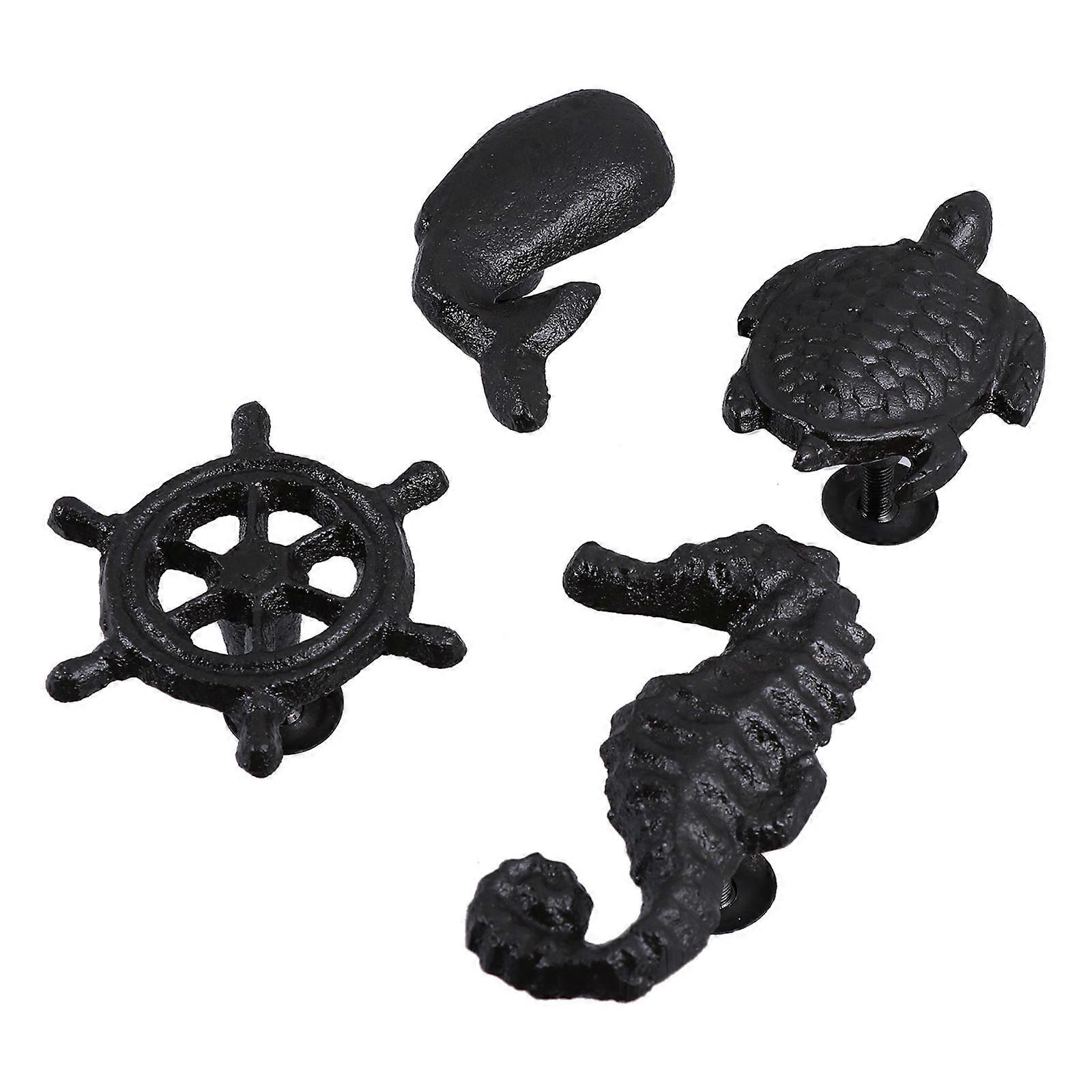 Cabinet Knobs Ocean Style Iron Art for Door Use 4Pcs Pull Handles