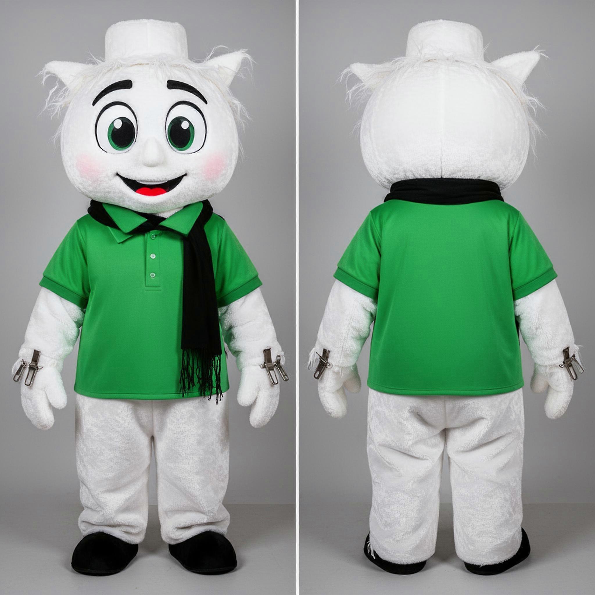 MASTICOT White Fluffy Scarecrow Mascot