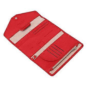 RFID Passport Holder Travel Wallet Red Vegan Leather Organizer with RFID Shielding Protection and MultiCard Storage