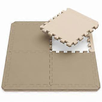 Fitness Mat Puzzle Mat - 63 x 63 cm - 2 cm thick - EVA foam - Brown-beige - Floor protection mat - Exercise mat.