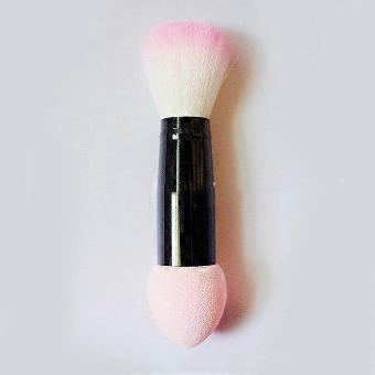 profesjonell blusher børste doble hoder nylon sminke børster to hode kosmetiske verktøy med svamp