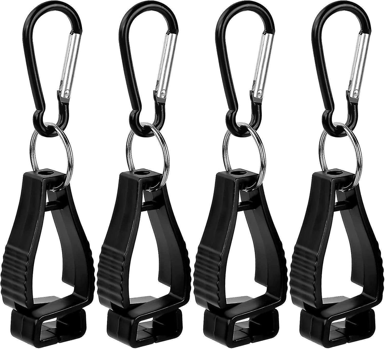 4 قطع حامل القفازات كليب عدم الانزلاق العمل قفاز كليب حامل قفاز كليب مع حلقة تسلق المشبك سلامة العمل حماية كليب لمفتاح خوذة منشفة، أسود