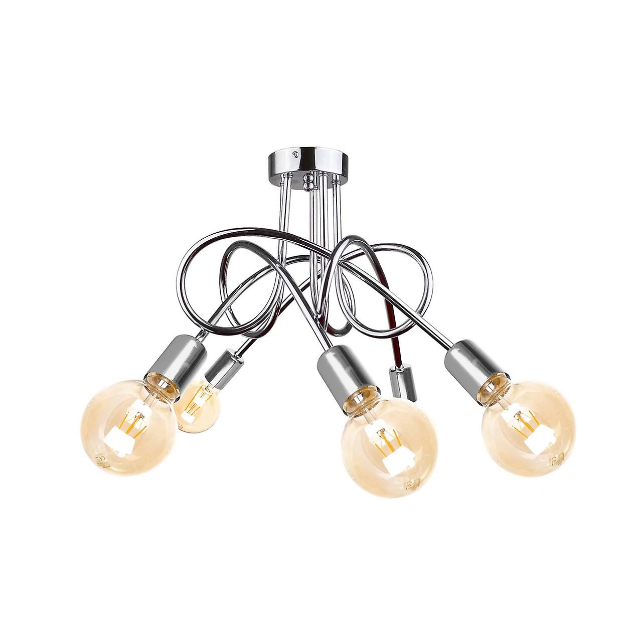 Keter Rumba Multi Arm Semi Flush Ceiling Light Silver, 50cm, 5x E27