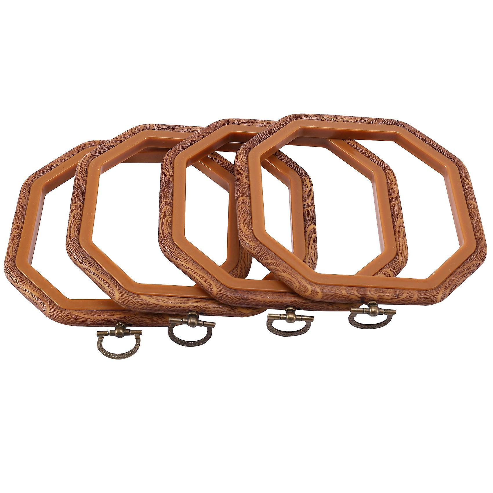 4PCS Embroidery Hoops Imitated Wood Hoop Set Display Frame for Art Craft Sewing and Hanging