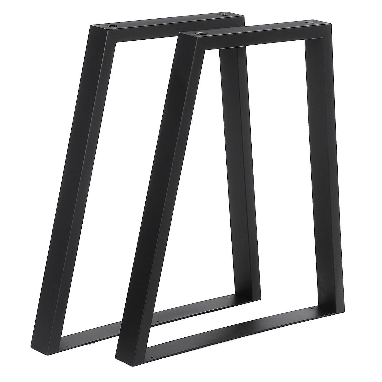 X2 Black Trapezoid Vintage Industrial Metal Bench Desk Coffee Dining Table Legs