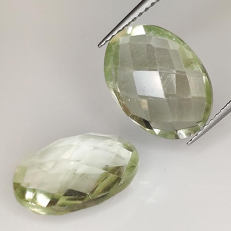 Green Amethyst (prasiolite) Oval Cut With Checkerboard 14x10mm 4pz awo30