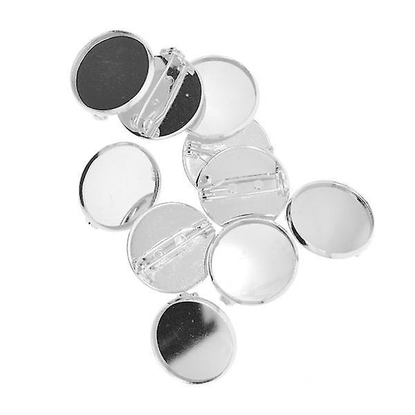 2x10pcs Brooch Blank Lapel Pin Badge Base Pin-Back Button Base 20mm platinum