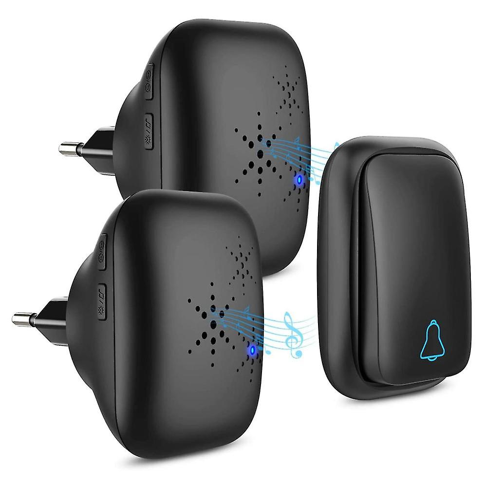 Waterproof -powered Button Smart Door Sets Home Outdoor Receiver Eu Plug Black