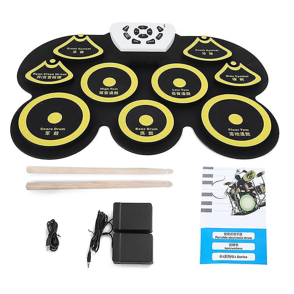 Musongs Electronic Drum Portable Roll Up Drum Kit Silicone Usb Desktop Interesting Set G101yellow