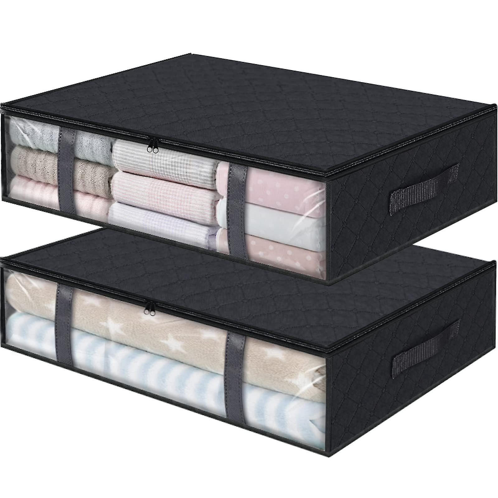 Under-bed Storage Bag With Viewing Window And Handle, 60 X 45 X 15 Cm, 3-pack, Thickened Non-woven, Foldable, For Duvets, Pillows, Clothes, Blankets (