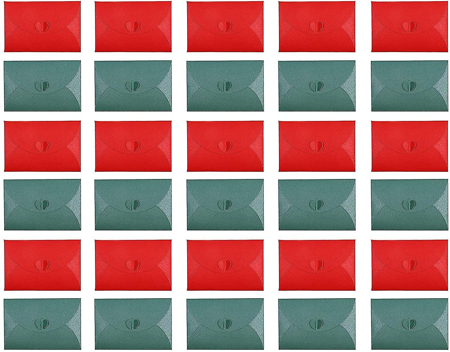 80 Pack Mini Envelopes Love Button Envelope Pearl Paper Envelope Christmas Red