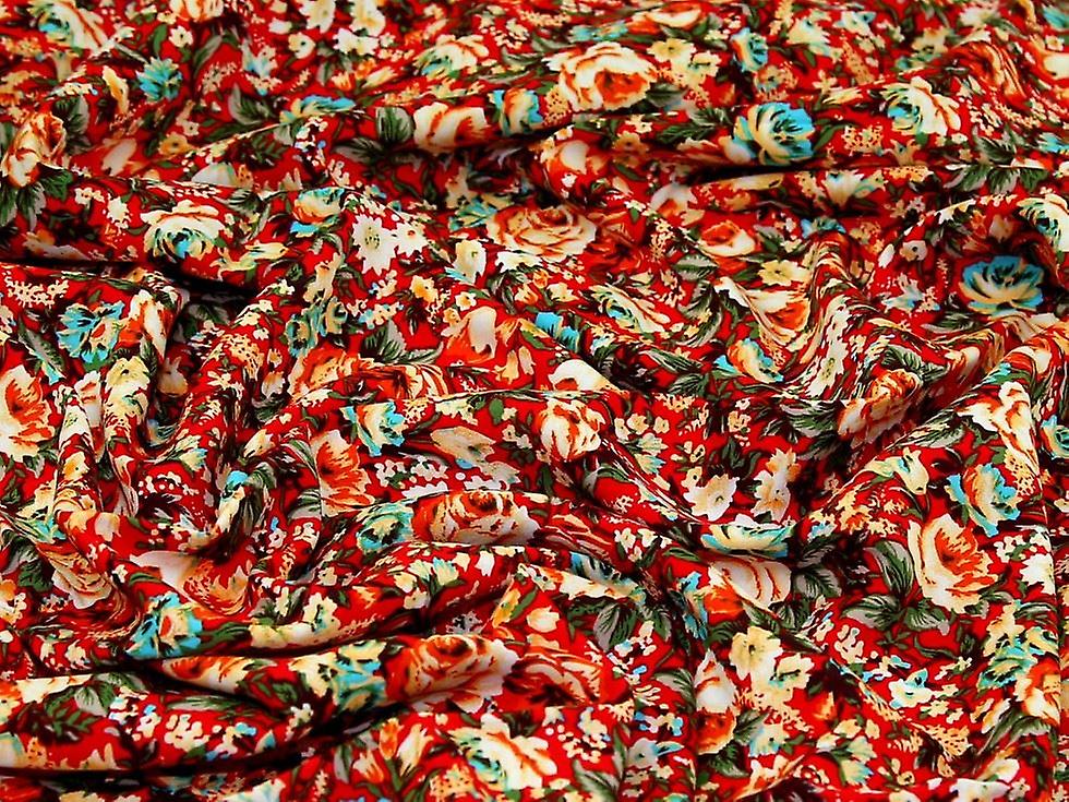 Minerva Viscose Challis Fabric Red - per metre