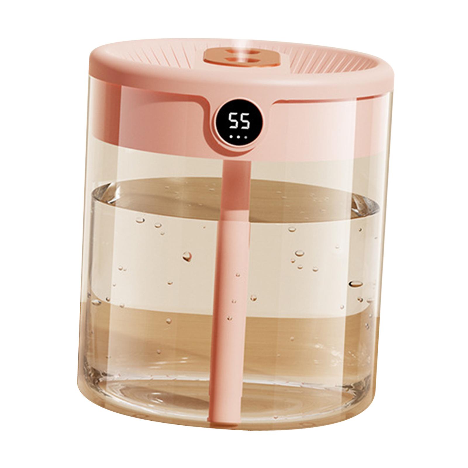 2L Double Nozzle Air Humidifier USB Double Jet Humidifier with LCD Humidity Display Large Capacity Aroma Oil Diffuser for Home Bedroom Pink 