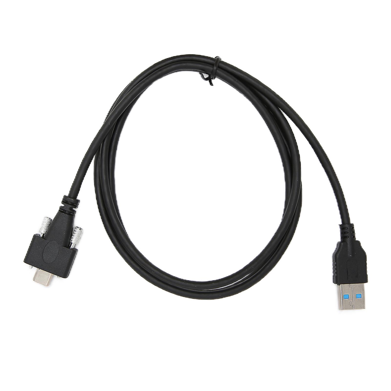 Converter Cable Type C to USB3.0 1.2 Meters Black Adapter Cord with Dual Screw Locking for Data Transmission Screen Cast