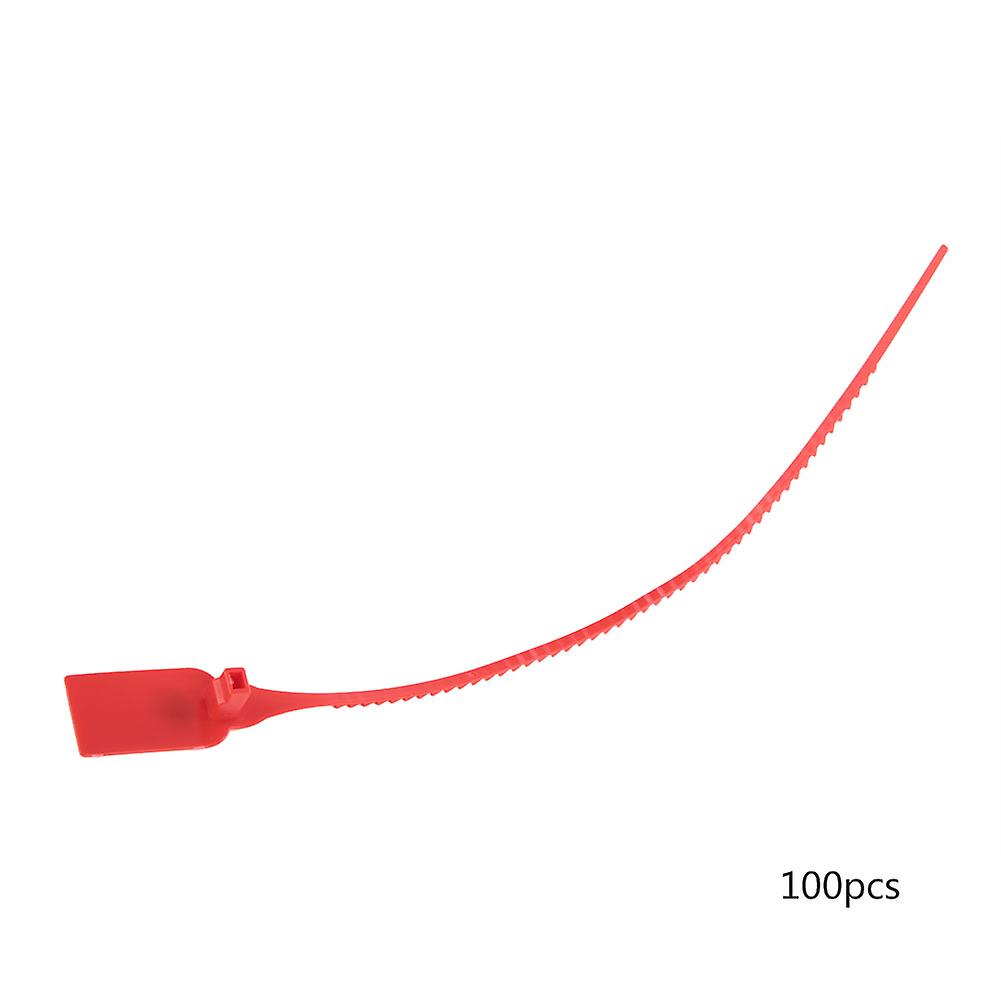 100Pcs Plastic Disposable Selflocking Tag Self locking Tie Suitcase Shoes Bag Label Tag (Red)