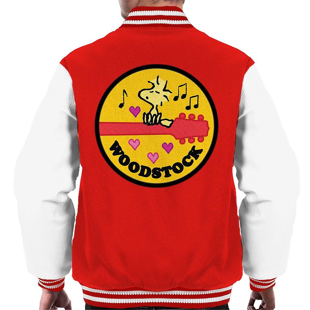 Peanuts Woodstock Perched On A Guitar Men's Varsity Jacket